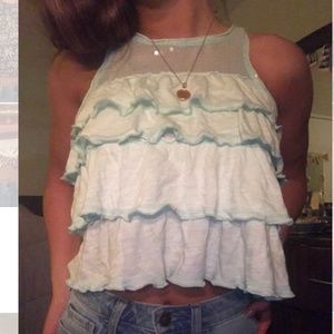 abercrombie, light blue ruffle halter, size medium